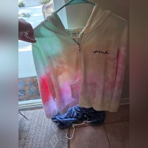 PINK Victoria's Secret Multicolor Tie-Dye Hoodie